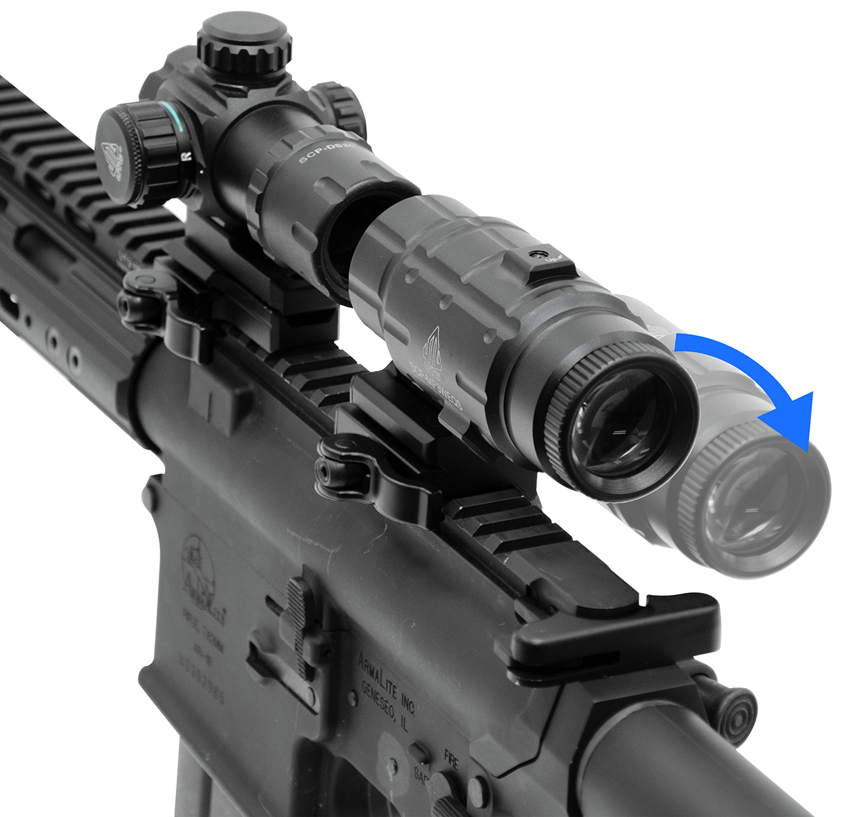 UTG® 3X Magnifier with Flip-to-side QD Mount, W/E Adjustable