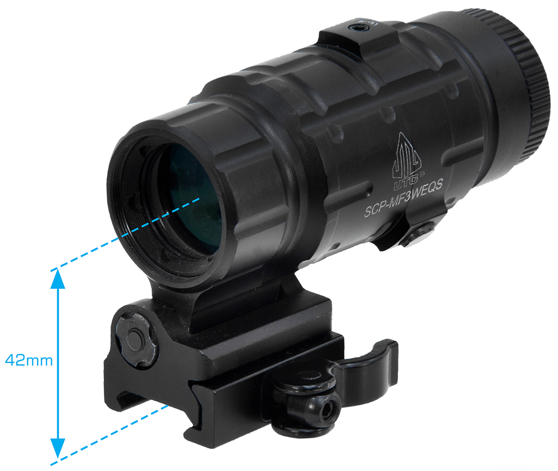 UTG® 3X Magnifier with Flip-to-side QD Mount, W/E Adjustable